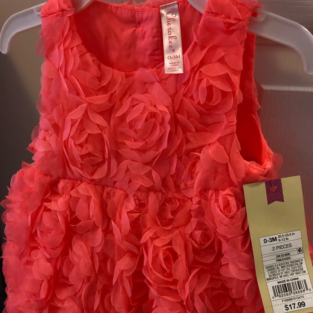 Cherokee baby girl pink rosette dress